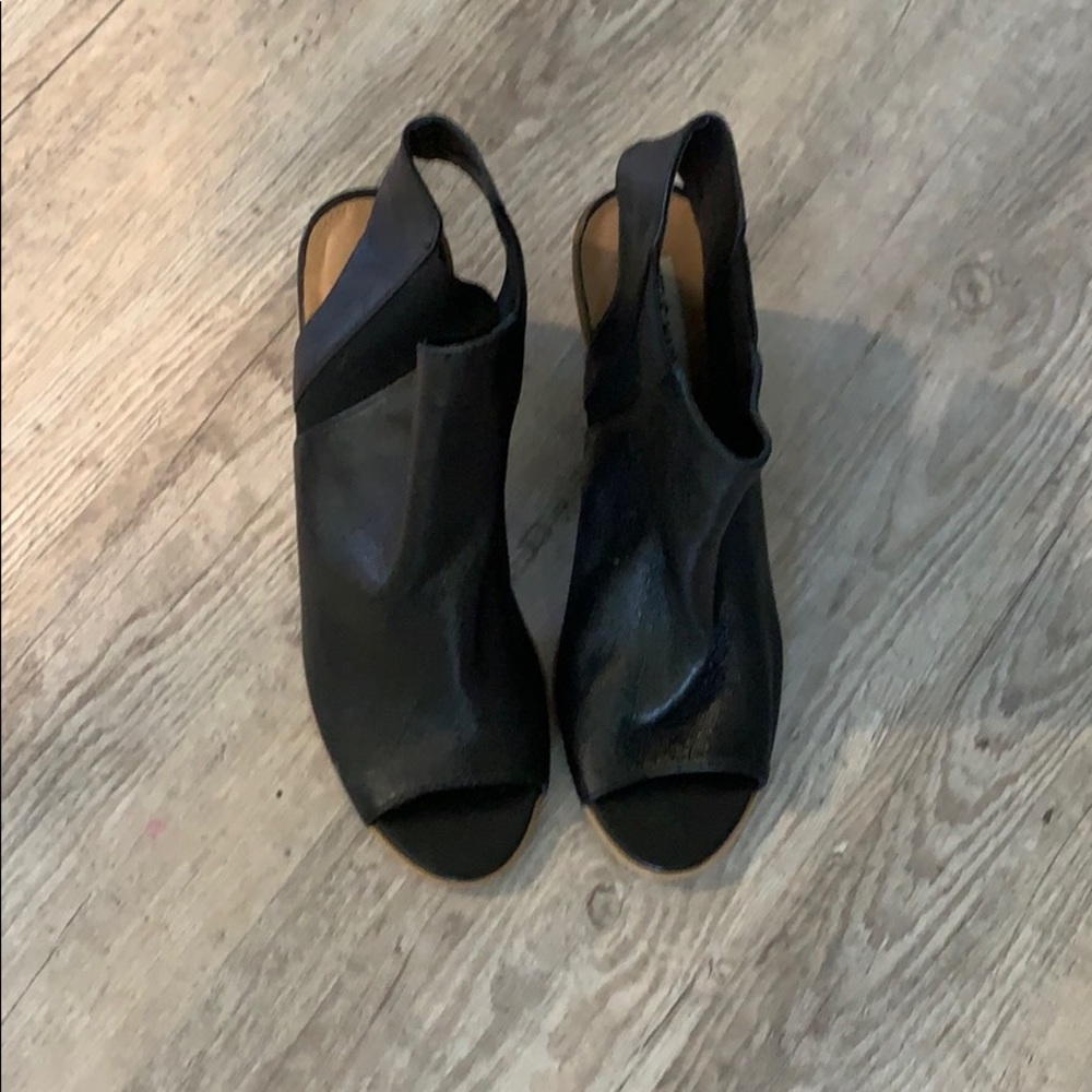 Black leather booties